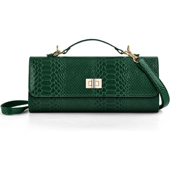 Women's Green Cocktail Formal Evening Crossbody Shoulder Strap Envelope Bag - Picture 1 of 7